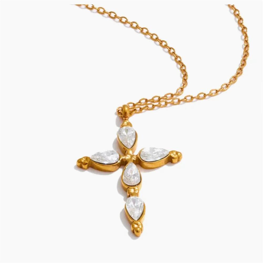 NEW DEEP SOUTH ORIGINALS women's audrey cross necklace in gold